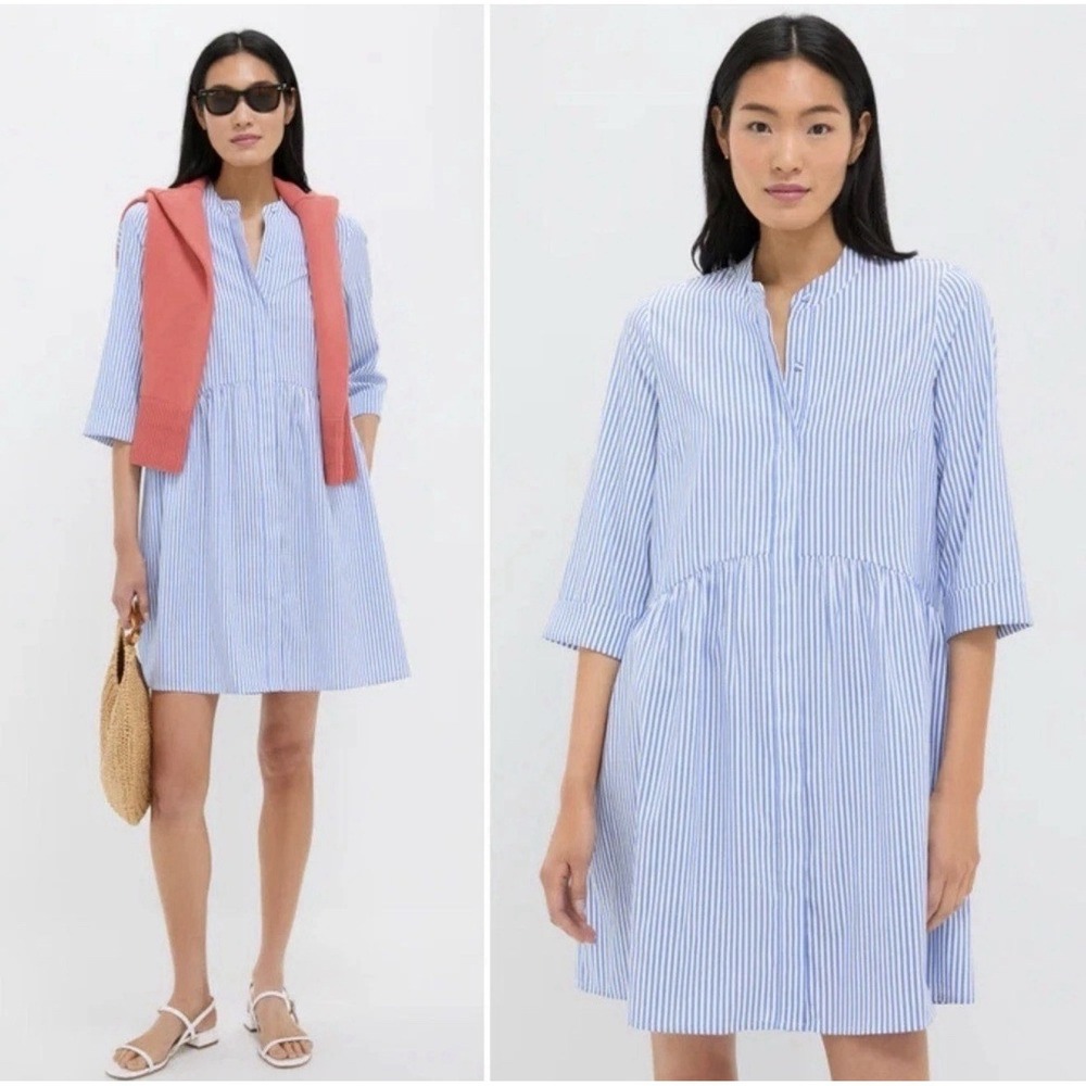 Tuckernuck Blue Stripe Royal Shirt Dress Button Front Spring Blue/White Size XS